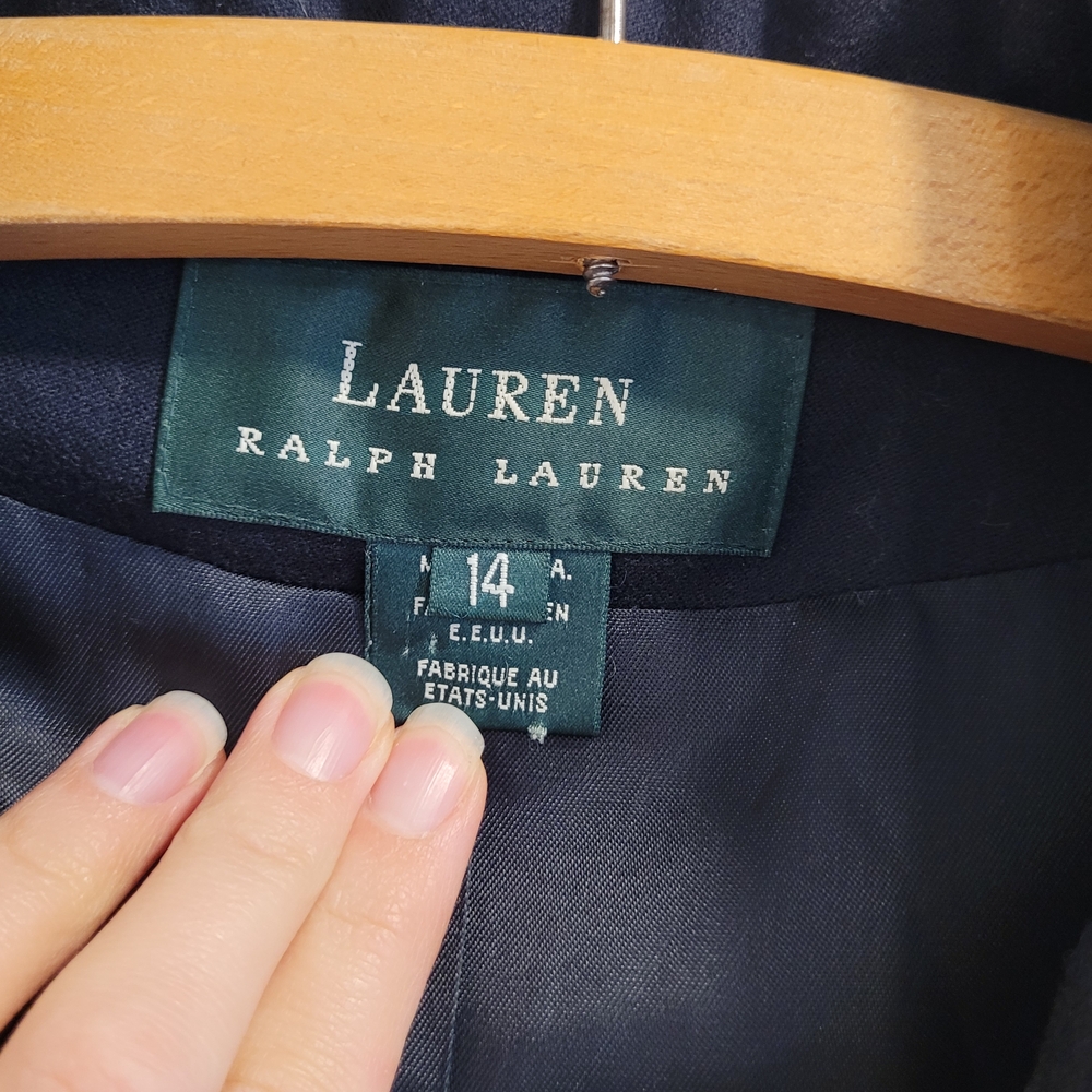 Vintage Ralph Lauren Wool Double Breasted Navy Blazer with Gold Buttons - Picture 5 of 6
